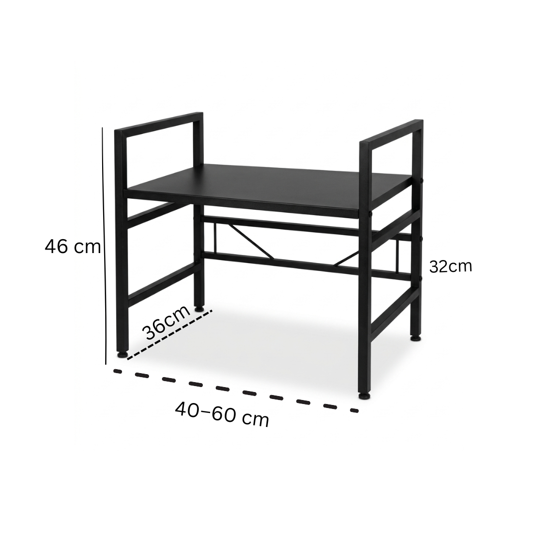 Expandable Microwave Shelf Organiser — 40-60cm with 6 Hooks